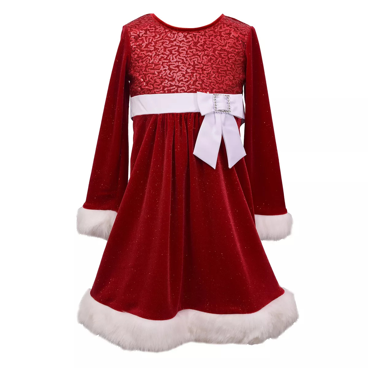 Girls 7-20 Bonnie Jean Sparkle & Velvet Faux Fur Trim Holiday Dress in Regular & Plus | Kohl's