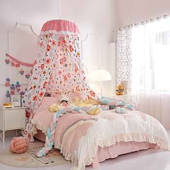 Eimilaly Rustic Bed Canopy for Girls with Ruffle Top Design, Fairy Castle Playing Tent Reading No... | Amazon (US)