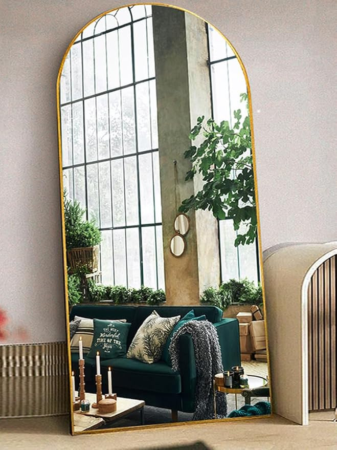 Floor Mirror, 76"×34" Arched Full Length Mirror Arched with Stand, Standing Mirror, Full Body Mi... | Amazon (US)