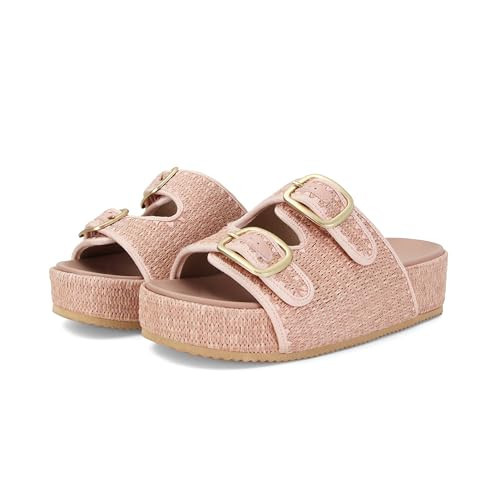 WJZDSJCO Raffia Sandals for Women Platform Slide Sandals Espadrille Straw Beach Adjustable Double Buckle Summer Comfortable Cute Woven Casual Shoes Pink | Amazon (US)