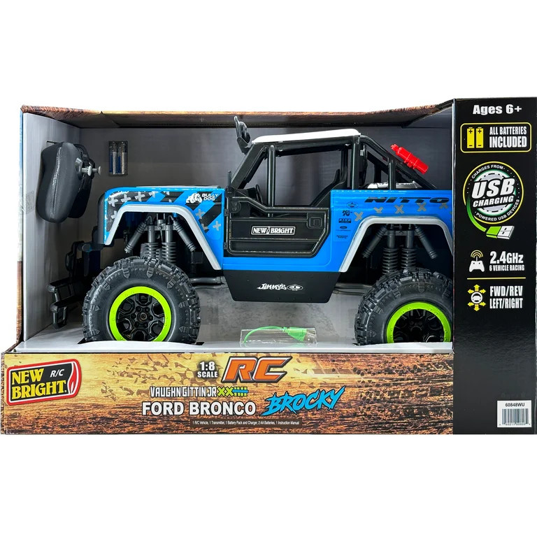 New Bright (1:8) Ford "Brocky" Bronco Battery Remote Controlled Blue Truck, 60848WU-B Child | Walmart (US)