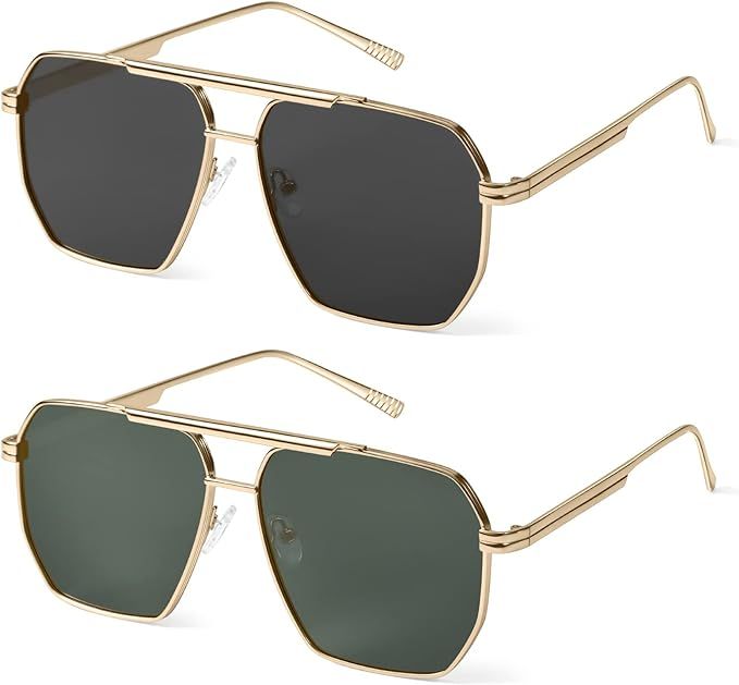 Polarized Sunglasses for Women Men Retro Oversized Sunglasses Square Classic aviator Sunglasses U... | Amazon (US)