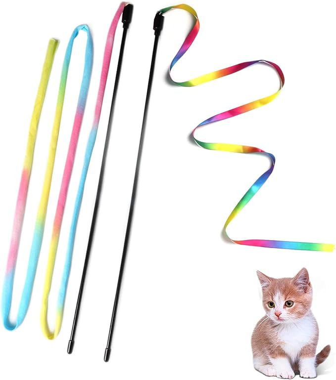 Cat Wand Toys, Interactive Kitten Toys for Indoor Cats,Colorful Cat Teaser Wand String for Cat Ki... | Amazon (US)
