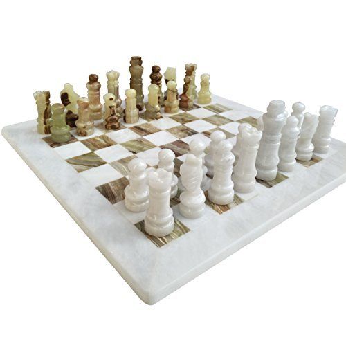 Handmade Staunton White and Green Onyx Marble Chess Board Game Set - Best Board Games for Home D... | Amazon (US)