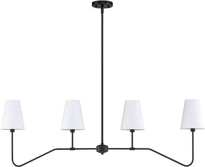 4 Light Linear Kitchen Island Lighting Fixture Classic Chandeliers Black with White Linen Modern ... | Amazon (US)