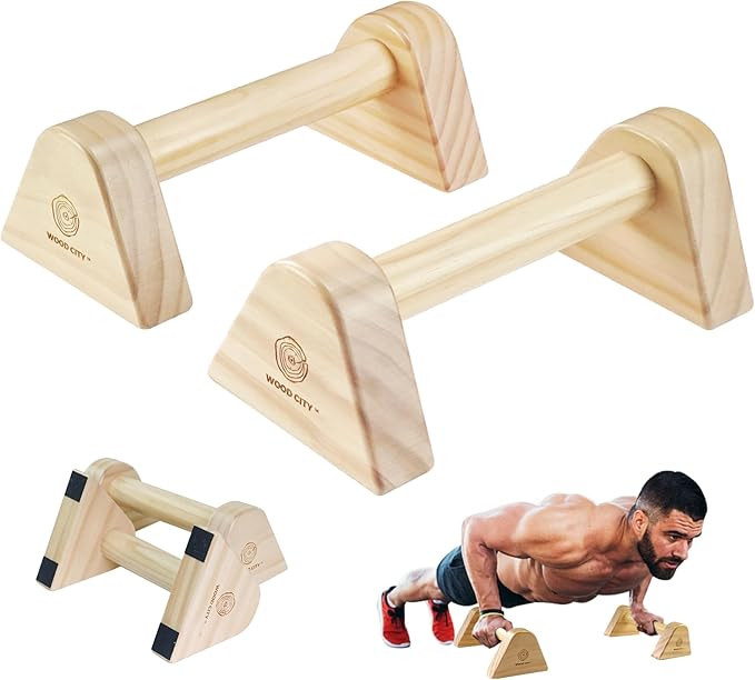 WOOD CITY 2 PCS Wood Push Up Bars Stands with Non-Slip Base, Supports Aerobics and Upper Body Str... | Amazon (US)