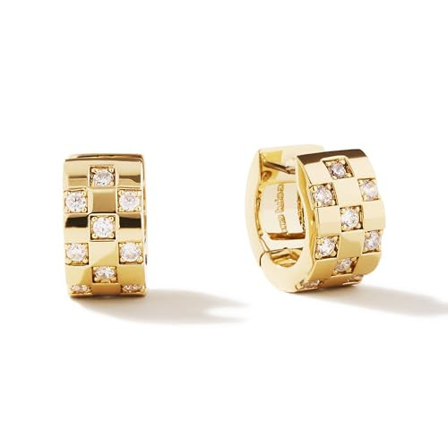Ana Luisa Eden Huggie Hoop Earrings for Women - Chunky 14K Gold Plated & Silver Rhodium Plated Hoops with Cubic Zirconia - Hypoallergenic, Water-Resistant, Tarnish-Free Dainty Womens Earrings | Amazon (US)