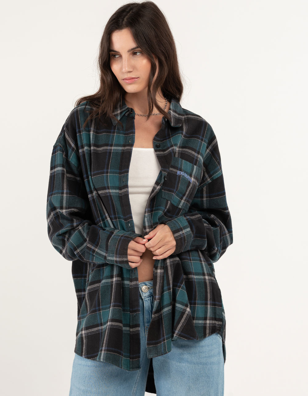 BDG Urban Outfitters Sadie Womens Button up Shirt - NAVY COMBO | Tillys | Tillys