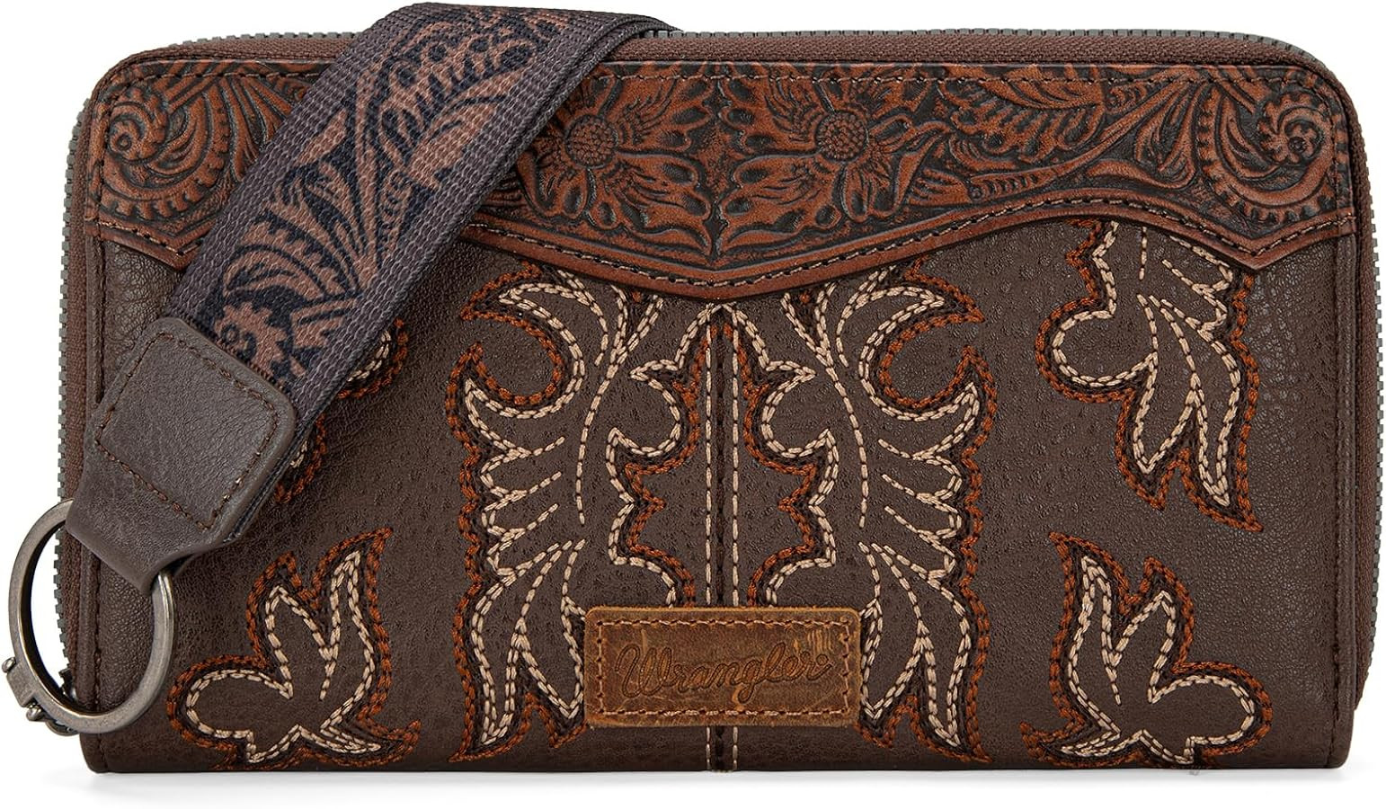 Wrangler Wristlet Western Wallet for Women Floral Tooled Clutch Boot Stitch Bifold Wallet with Ca... | Amazon (US)