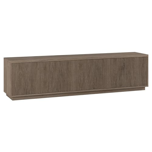Henn&Hart Fluted TV Stand for TVs up to 85" with 2 Concealed Ribbed Storage Cabinets and Adjustable Shelves for Living Room, Family Room, or Office, Weathered Gray | Amazon (US)