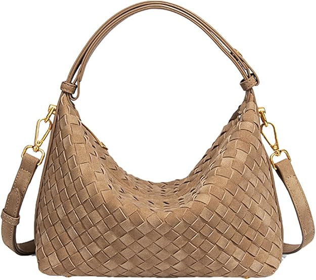 Suede Woven Tote Bag Shoulder Purse for Women Faux Suede Crossbody Handbag Clutch Woven Hobo Bag ... | Amazon (US)