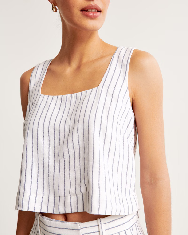Women's Linen-Blend Squareneck Set Top | Women's Tops | Abercrombie.com | Abercrombie & Fitch (US)