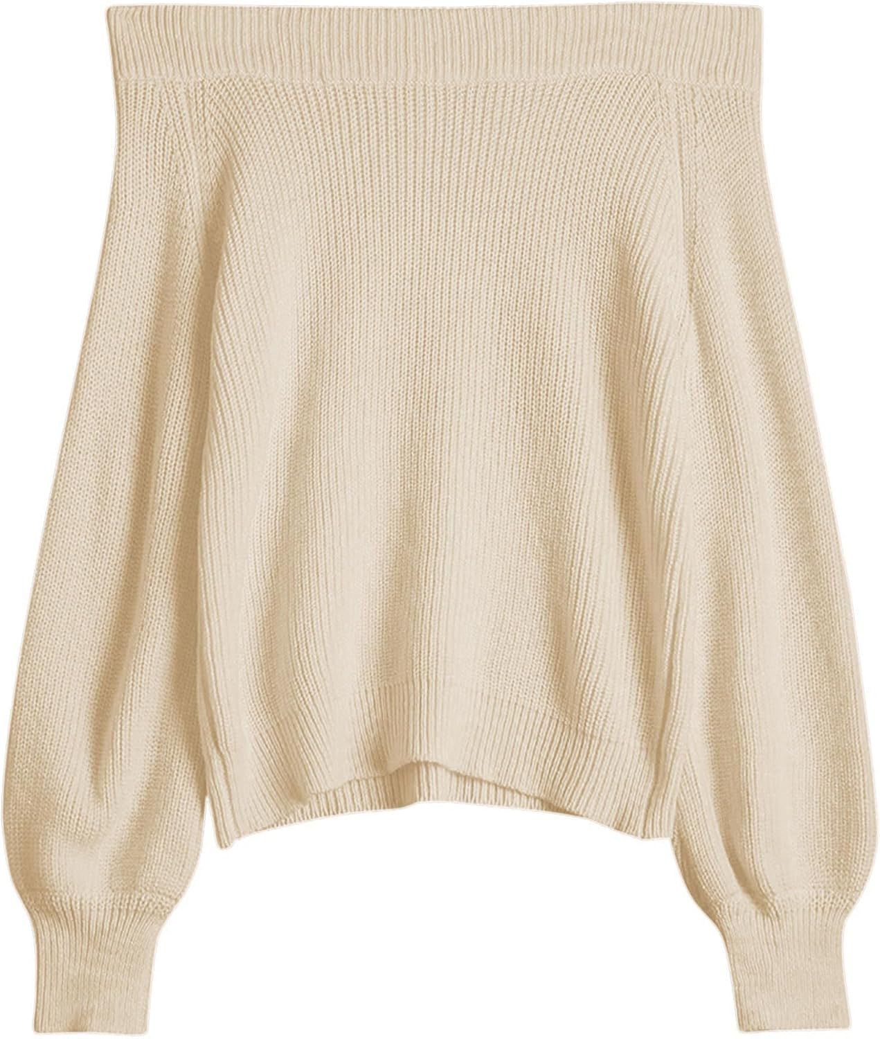 ZAFUL Sweaters for Women Off Shoulder Knit Sweater with Long Sleeve Loose Pullover Jumper Tops | Amazon (US)