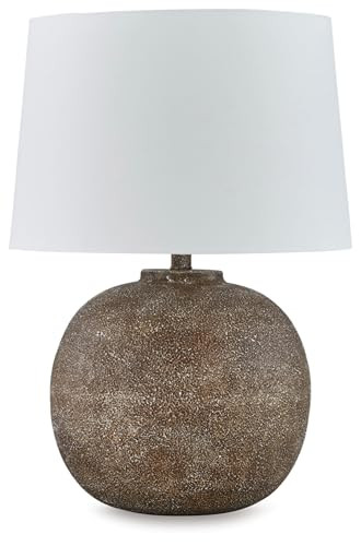 Signature Design by Ashley Neavesboro Transitional Metal Table Lamp with 3-Way Switch, Dark Brown & White | Amazon (US)