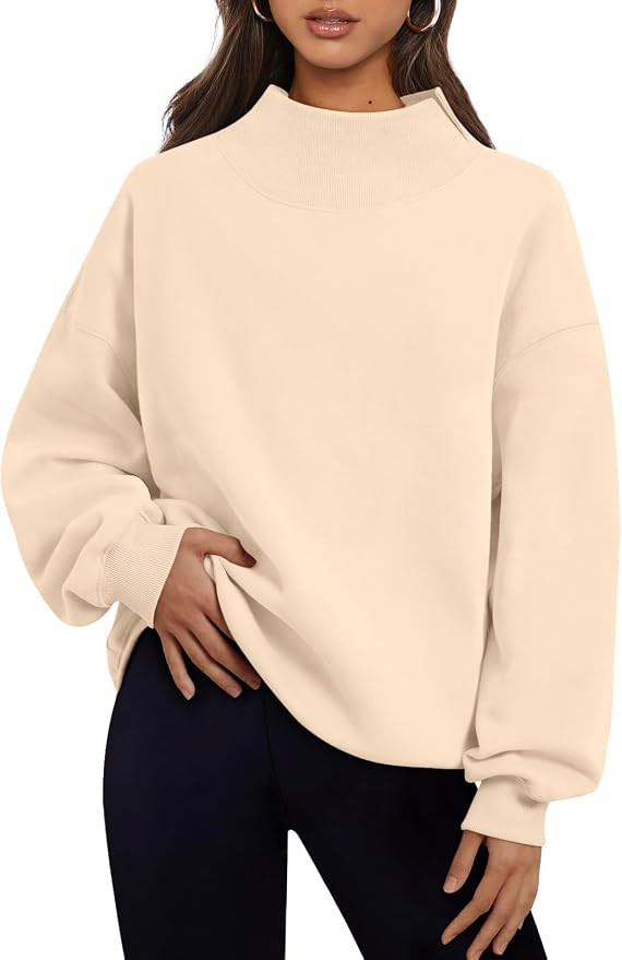 Trendy Queen Womens Mock Neck Sweatshirts Oversized Pullover Fall Outfits | Amazon (US)