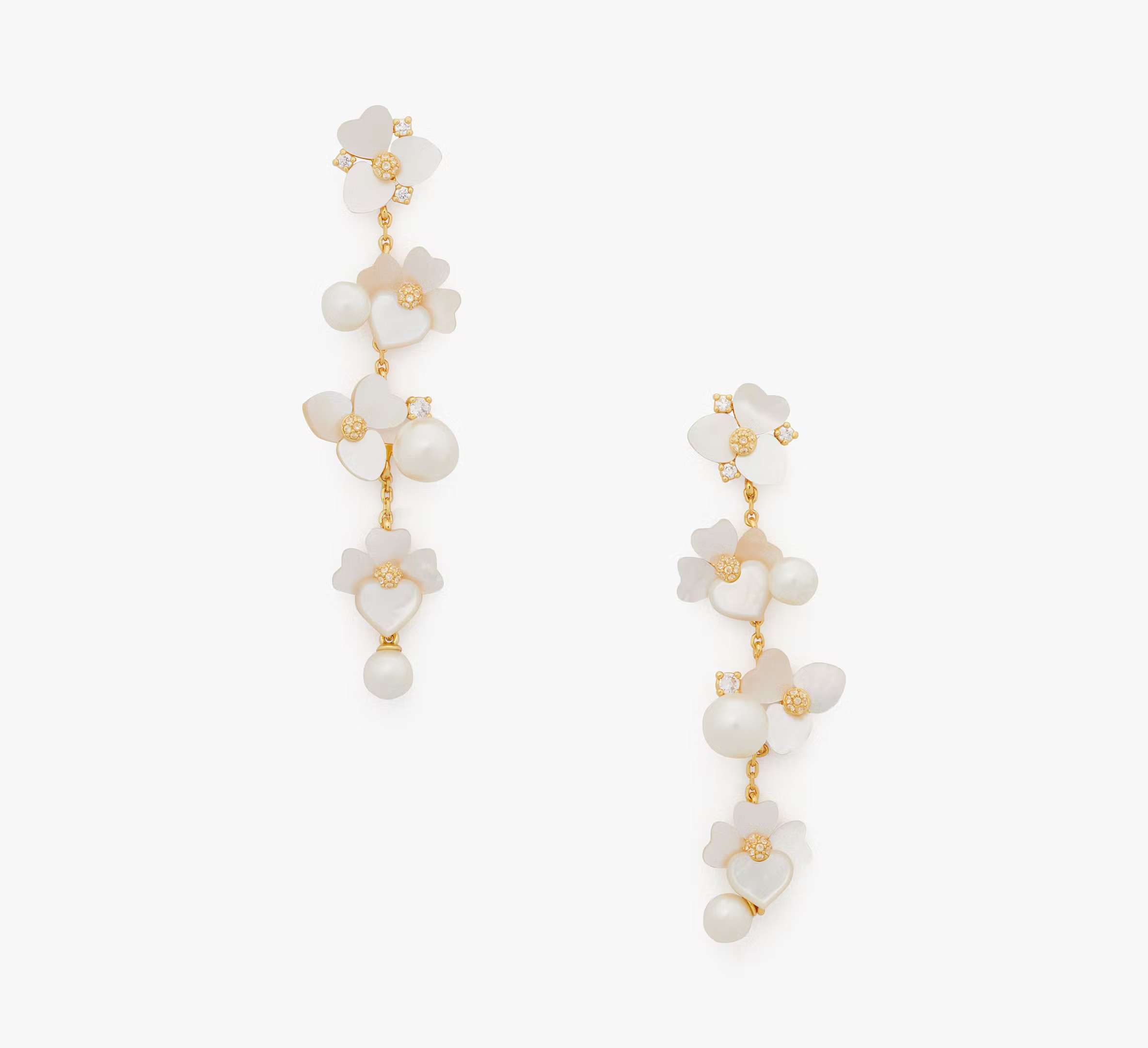 Kate Spade Precious Pansy Statement Linear Earrings, White/Gold | Kate Spade (US)