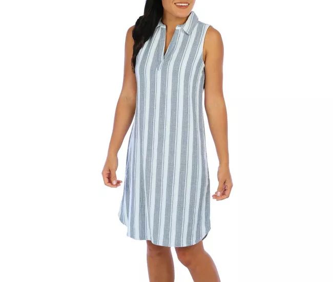 Womens Striped Print Collar Sleeveless Dress | Bealls