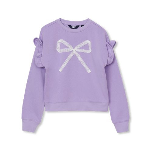Girls Long Sleeve Ruffle Sweatshirt - Lands' End - Purple - XXS | Lands' End (US)