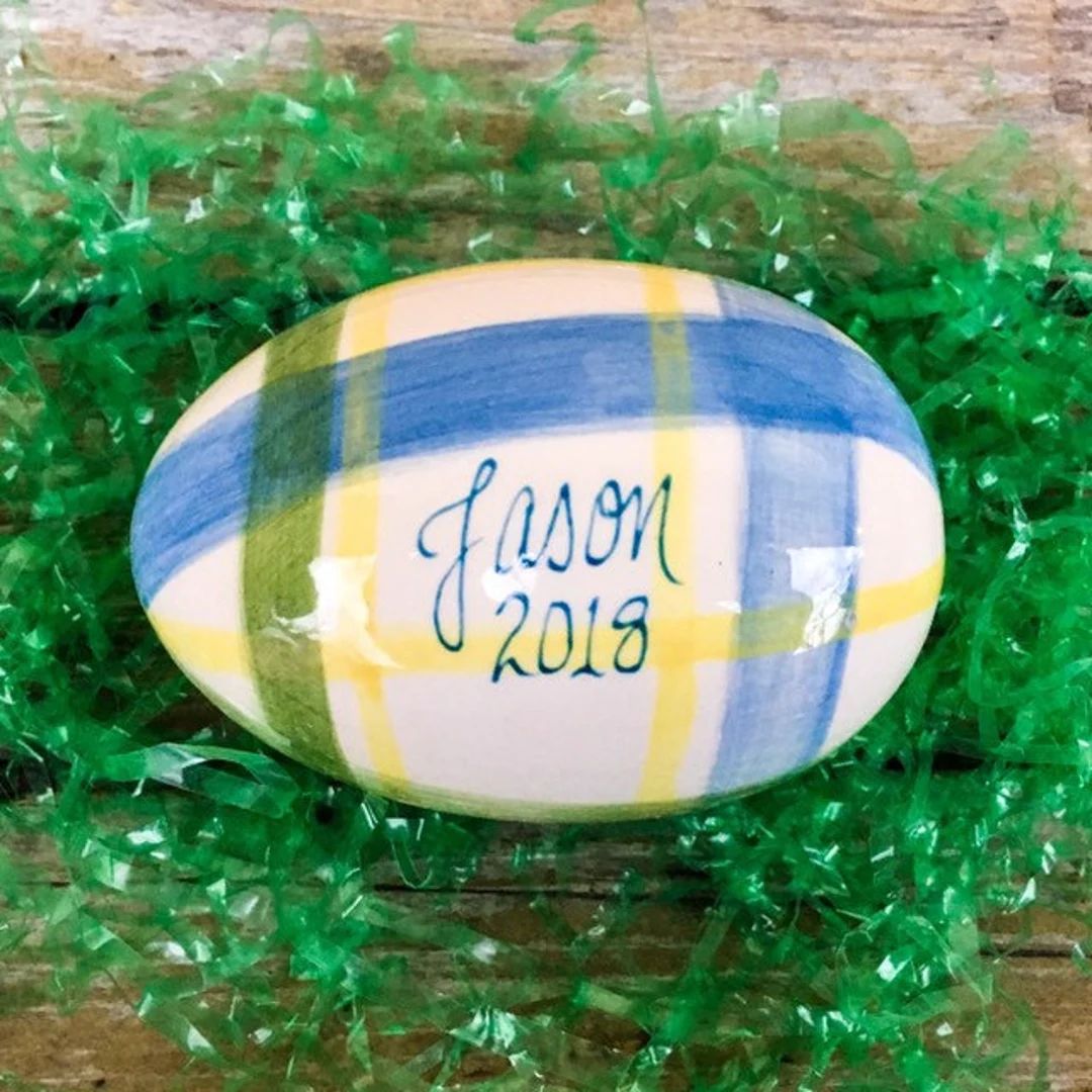 Plaid Egg - Personalized Ceramic Easter Egg | Etsy (US)