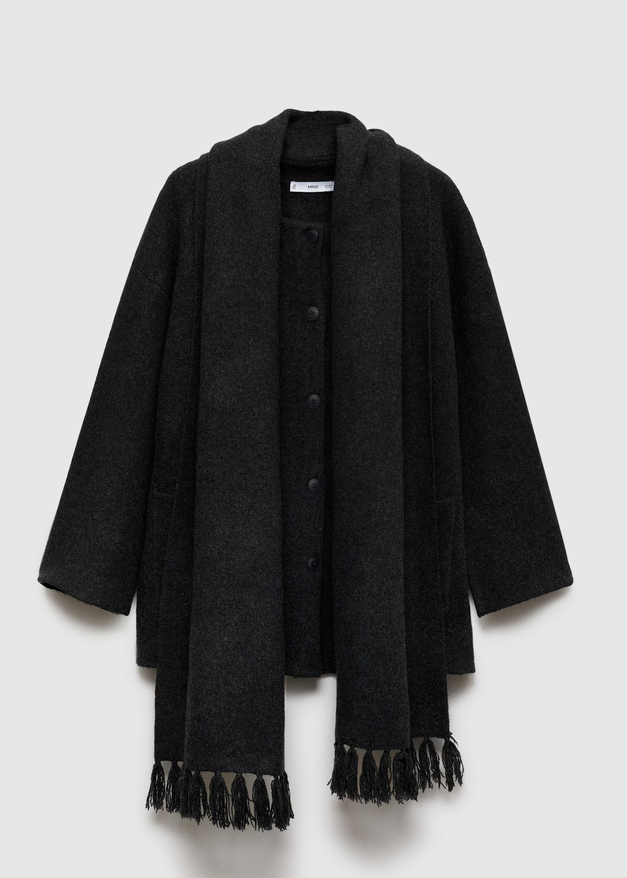 Detachable knitted scarf coat - Woman | MANGO United Kingdom | MANGO (UK)