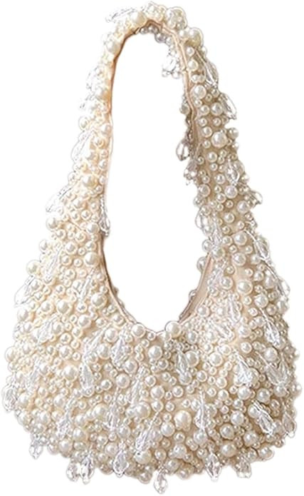 Small Pearl Beaded Purse for Women Summer Vacation Top Handle Purses Luxury Pearl Evening Bag Han... | Amazon (US)