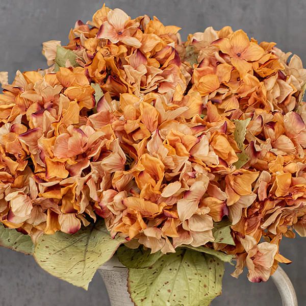 Lifelike Orange Hydrangea Spray, Set of 3 - Decor Steals | Decor Steals