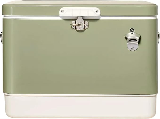 FSE Retro Metal Cooler, 80 Can/54 Qt. Capacity, Hard-Sided, Two Tone, Holds Up to 80 Beverage Can... | Amazon (US)