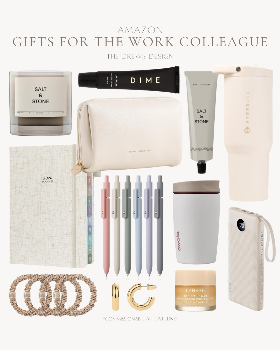 Amazon gifts for the colleague include tumbler, hand lotion, lip gloss, candle, planner, pens, silk hair ties, earrings, lip mask, coffee tumbler, travel bag, and power bank.

Gift guide, gifts for her, gifts for coworkers, gifts for colleagues 

#LTKFindsUnder50 #LTKFindsUnder100 #LTKGiftGuide