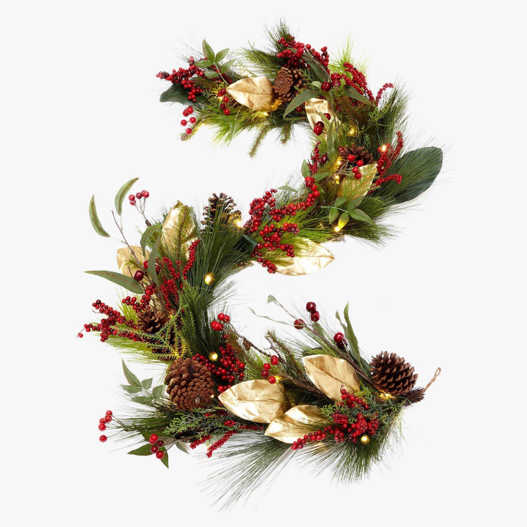 Brylanehome Christmas 72"L Winterberry Garland, Multi - Walmart.com | Walmart (US)