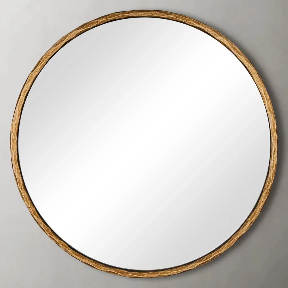 Latitude Run® Vintage Hand Hammer Forged Iron Mirror Circle Wrought Iron Mirror Round Wall Mirro... | Wayfair North America