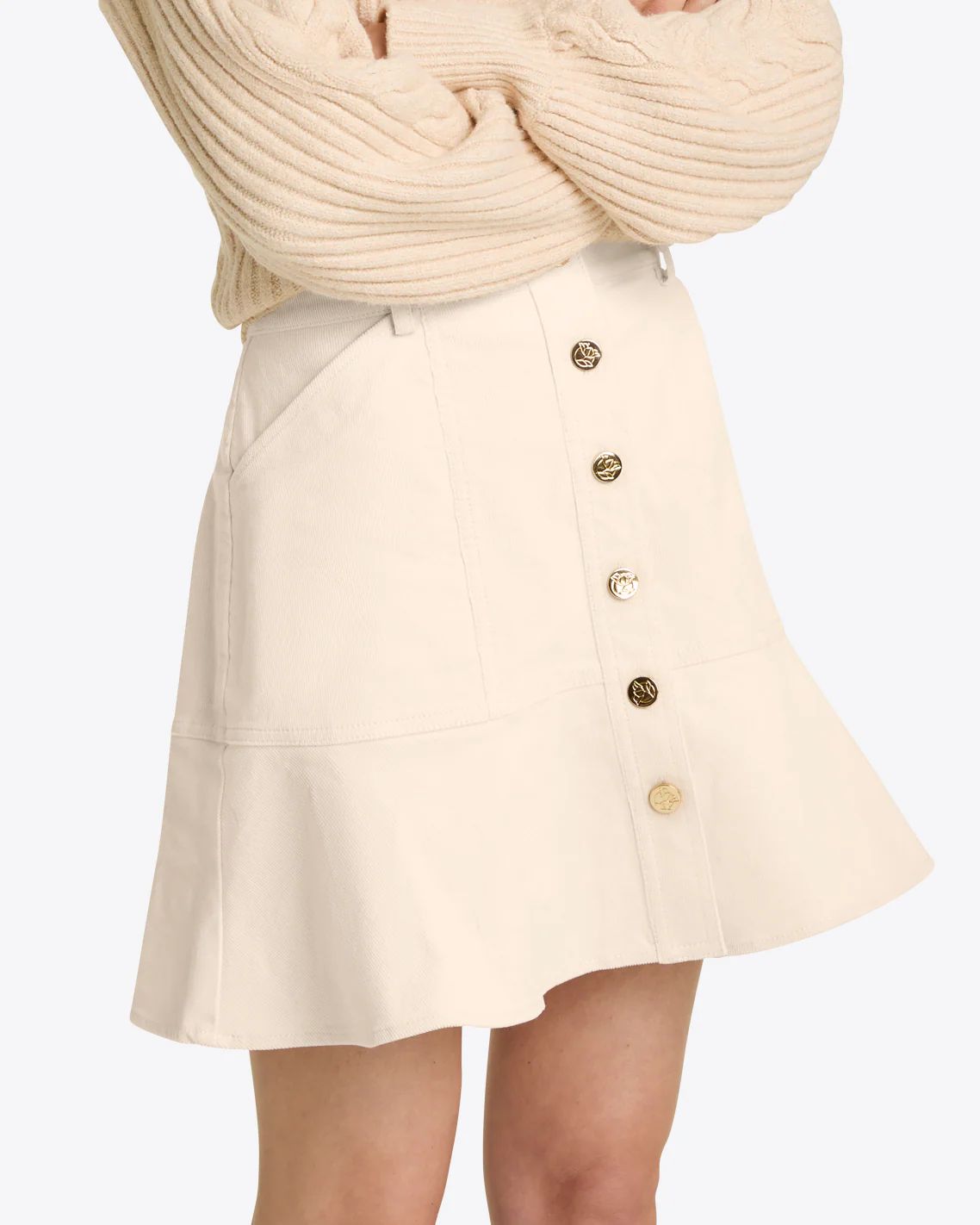 Peplum Mini Skirt in Stretch Corduroy | Draper James (US)