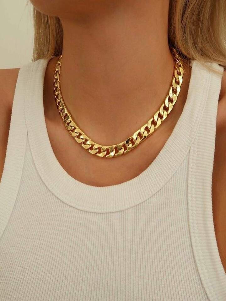 1pc Simple Chunky Chain Clavicle Chain Necklace Women Girls Jewelry Accessories | SHEIN