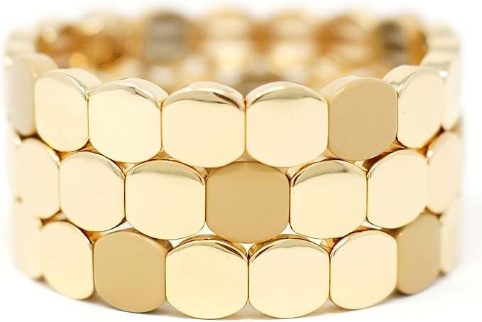 Amazon.com: Cedar and Ink Gold Honeycomb Stackable Bracelets, Tile Bracelets for Women, Stackable... | Amazon (US)