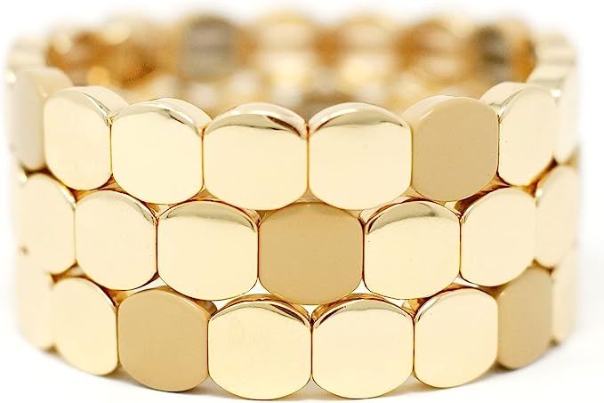 Amazon.com: Cedar and Ink Gold Honeycomb Stackable Bracelets, Tile Bracelets for Women, Stackable... | Amazon (US)