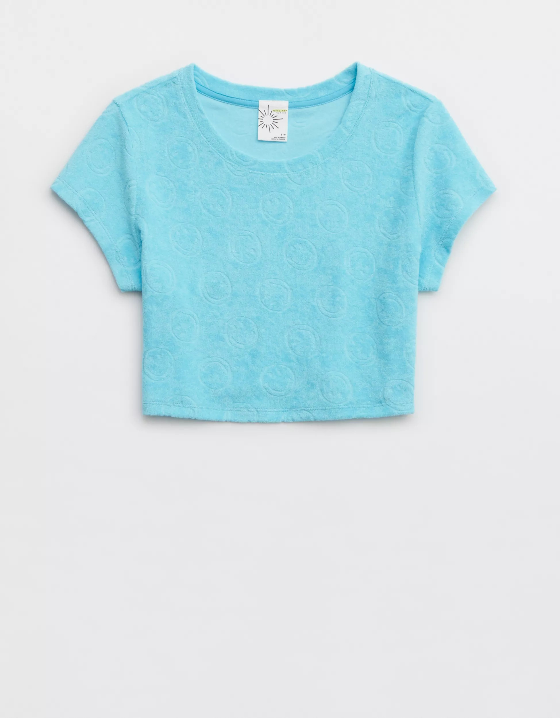 OFFLINE By Aerie Summer Lights Terry Smiley® Cropped T-Shirt | American Eagle Outfitters (US & CA)