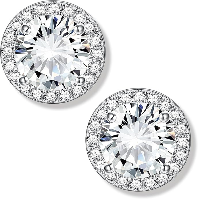 MILACOLATO Cubic Zirconia Stud Earrings 18K Gold Plated Sterling Silver Post Earrings 10MM Square... | Amazon (US)