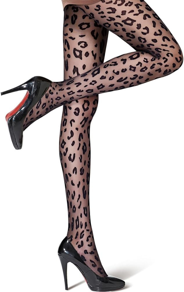 Women's Sexy Animal Prints Sheer Tights Black Pattern Pantyhose Dating Silk Stockings Leopard Pri... | Amazon (US)