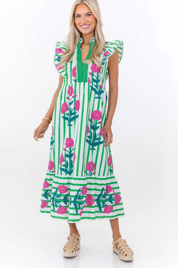You Already Know Green Floral Midi Dress | The Mint Julep Boutique