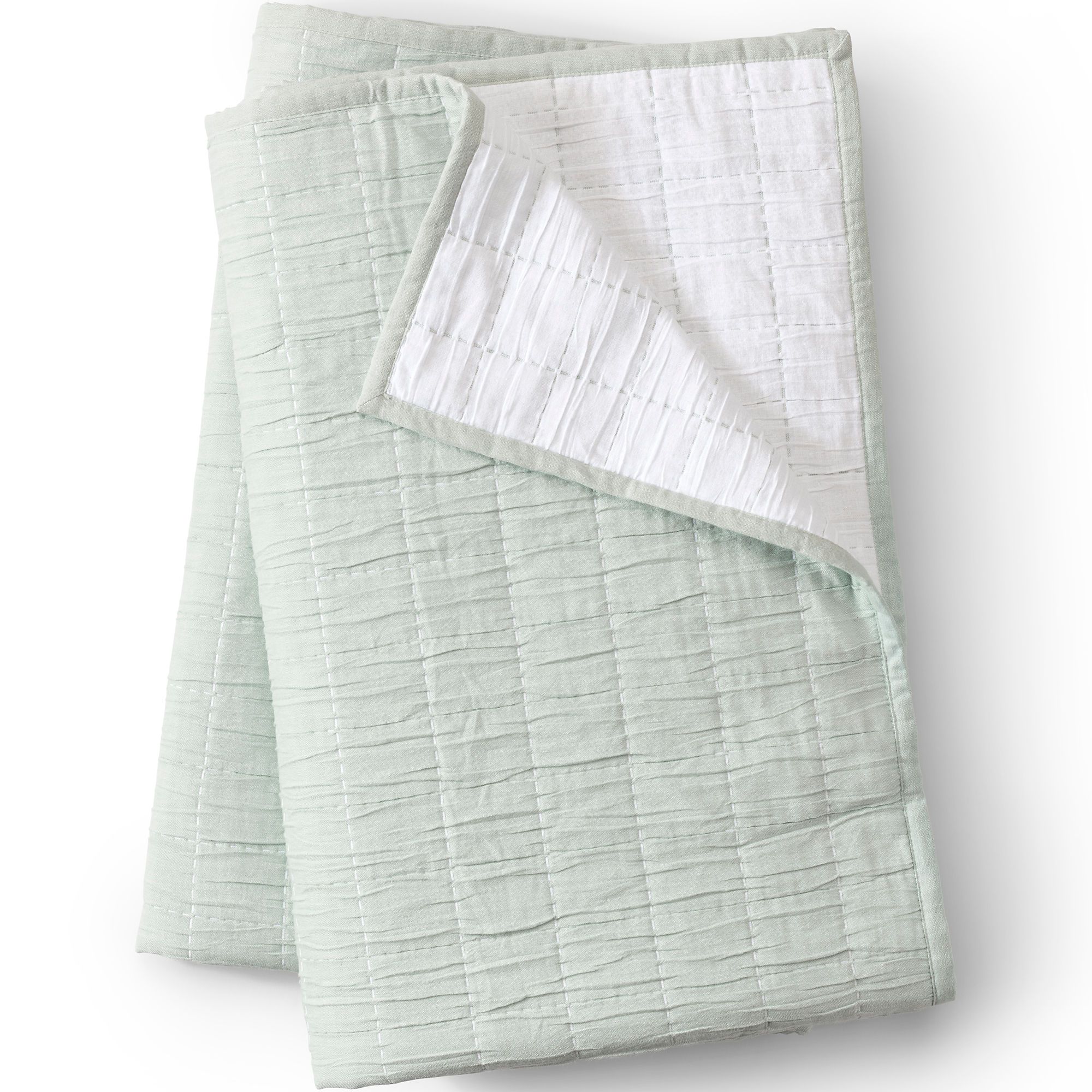 Essential Cotton Windowpane Reversible Bed Blanket | Lands' End (US)