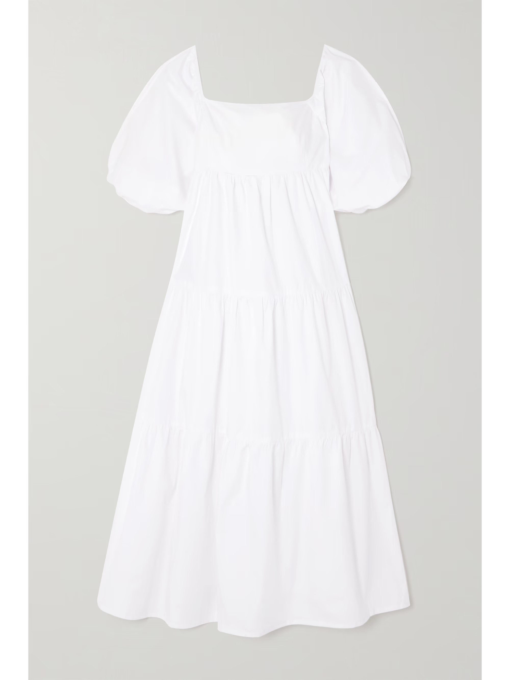 + NET SUSTAIN Kiona tiered cotton-poplin midi dress | NET-A-PORTER (US)