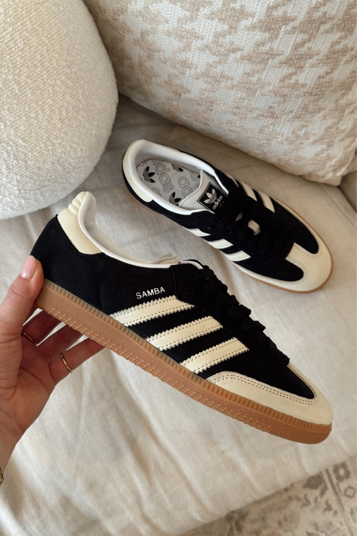 New adidas samba trainers in black & beige. Size up for the best fit  

#LTKeurope #LTKstyletip #LTKshoecrush