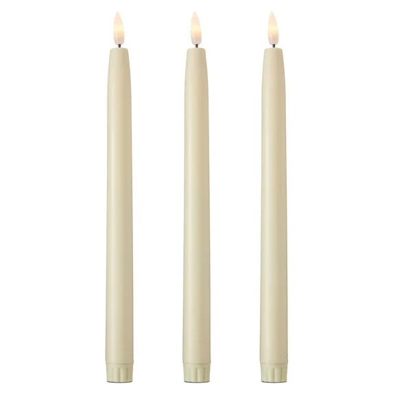 Battery Operated LED Flickering Flameless Wax Look Christmas Taper Candles, White, 11", 3 Count, ... | Walmart (US)