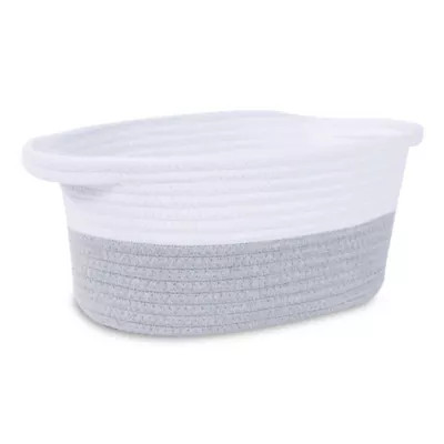 Taylor Madison Designs® Oval Cotton Rope Nursery Bin in Grey/White | Bed Bath & Beyond