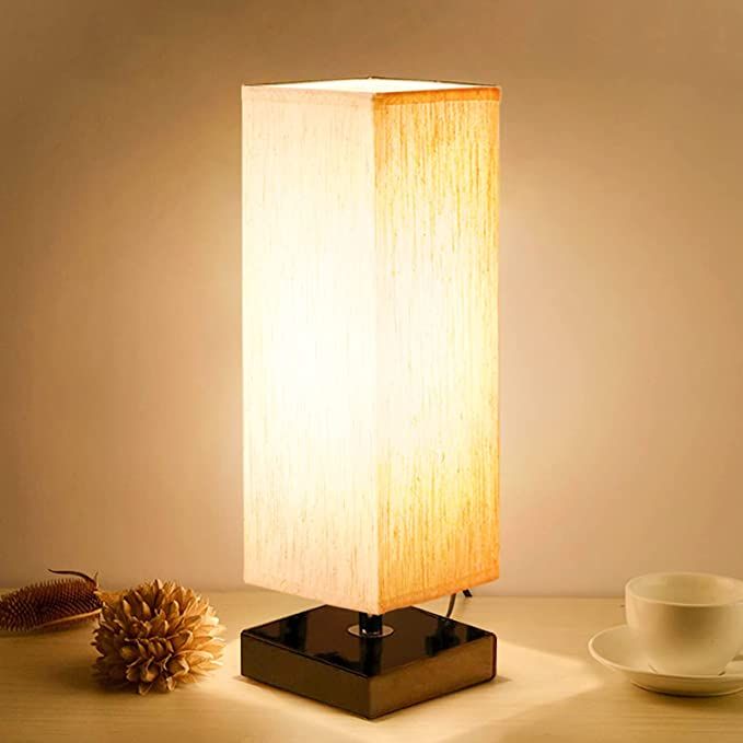 Small Table Lamp for Bedroom - Bedside Lamps for Nightstand, Minimalist Solid Wood Night Stand Li... | Amazon (US)