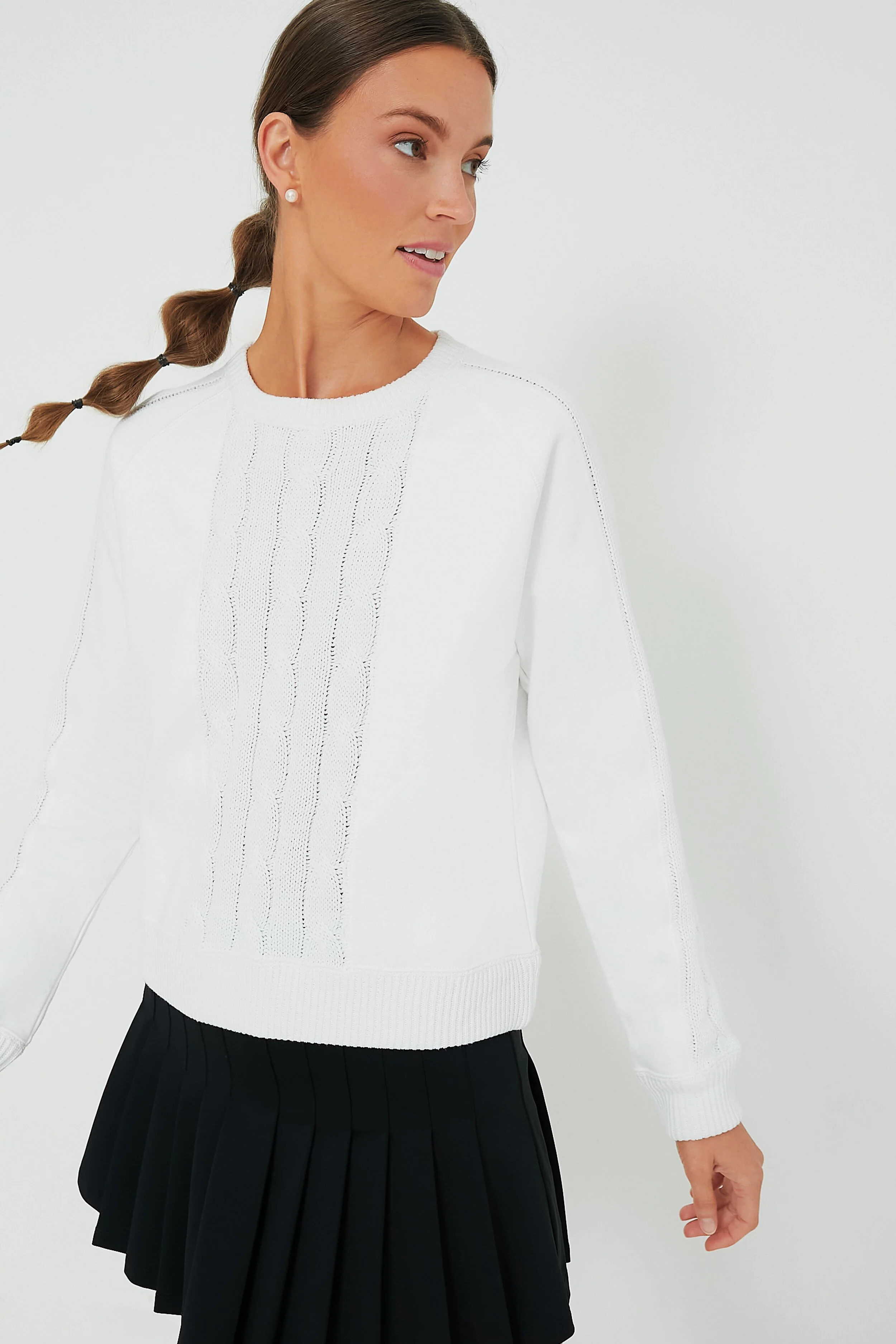 White Cable Knit Reid Sweatshirt | Tuckernuck (US)