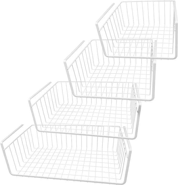 Southern Homewares White Wire Under Shelf Storage Basket 4-Piece Set For Kitchen Pantry Bathroom ... | Amazon (US)