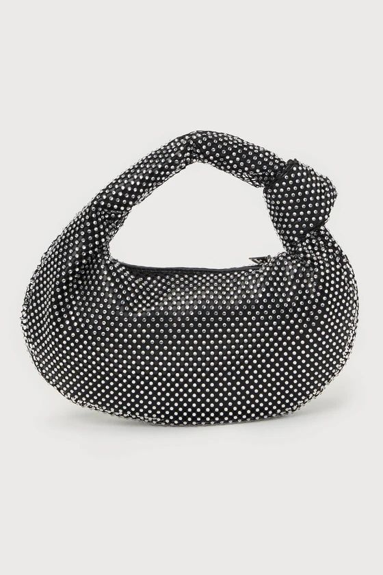 Stunning Purpose Black Rhinestone Knot Handle Clutch Bag | Lulus