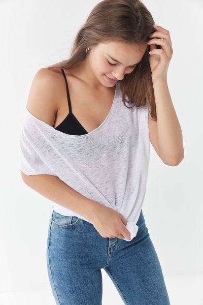 Project Social T Off-The-Shoulder Tee - White XS at Urban Outfitters | Urban Outfitters (US and RoW)