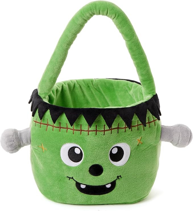 Halloween Plush Treat Basket, Halloween Candy Basket, Trick-or-Treat Bag (Green Frankenstein) | Amazon (US)