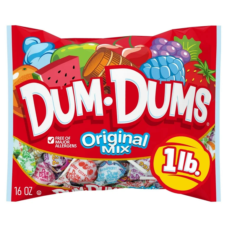 Dum Dums Original Mix Lollipop Suckers, Party Candy, 16oz Bag | Walmart (US)